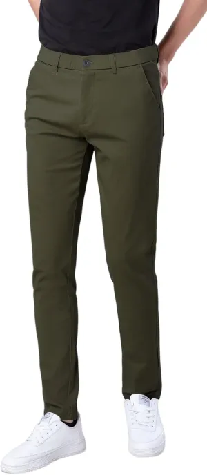 Plaid&Plain Men's Skinny Stretchy Khaki Pants Colored Pants Slim Fit Slacks Tapered Trousers