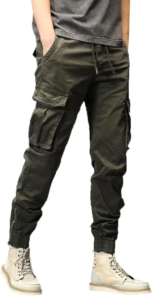 sdbrld Mens Cargo Pants Slim Fit Mens Sweatpants With Zipper Pockets Mens Joggers Chino Cargo Pants Hiking Outdoor Recreation Pants Twill Fitness Track Jogging Pants Casual Cotton Pants