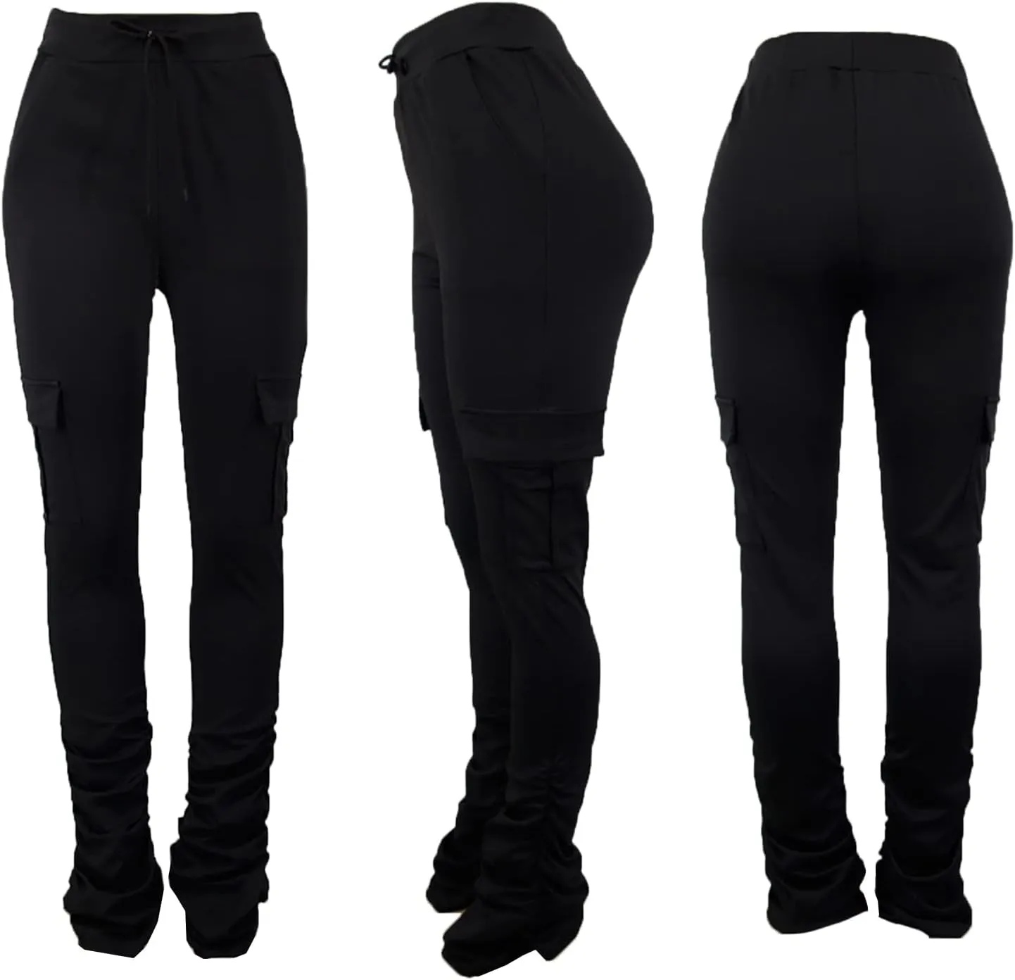SHINFY Women's Stacked Leggings Pants,Casual Bell Bottom Yoga Pants Ruched Jogging Sweatpants