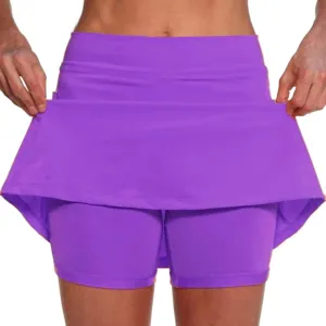 Skirt Shorts for Women Workout Solid Color High Waisted Athletic Inner Shorts Lightweight Yoga Tennis Skorts with Pockets
