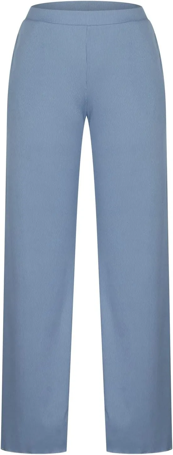 SMIDOW Womens Fashion Wide Leg Pants Casual Loose Elastic High Waist Palazzo Lounge Pants Solid Bootcut Trousers
