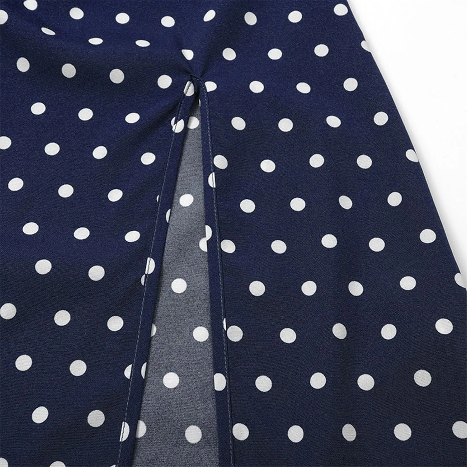 Spaghetti Strap Dresses for Women 2025 Polka Dot Midi Dress Sleeveless Slit Summer Sundress Beach Vacation Sexy Dress