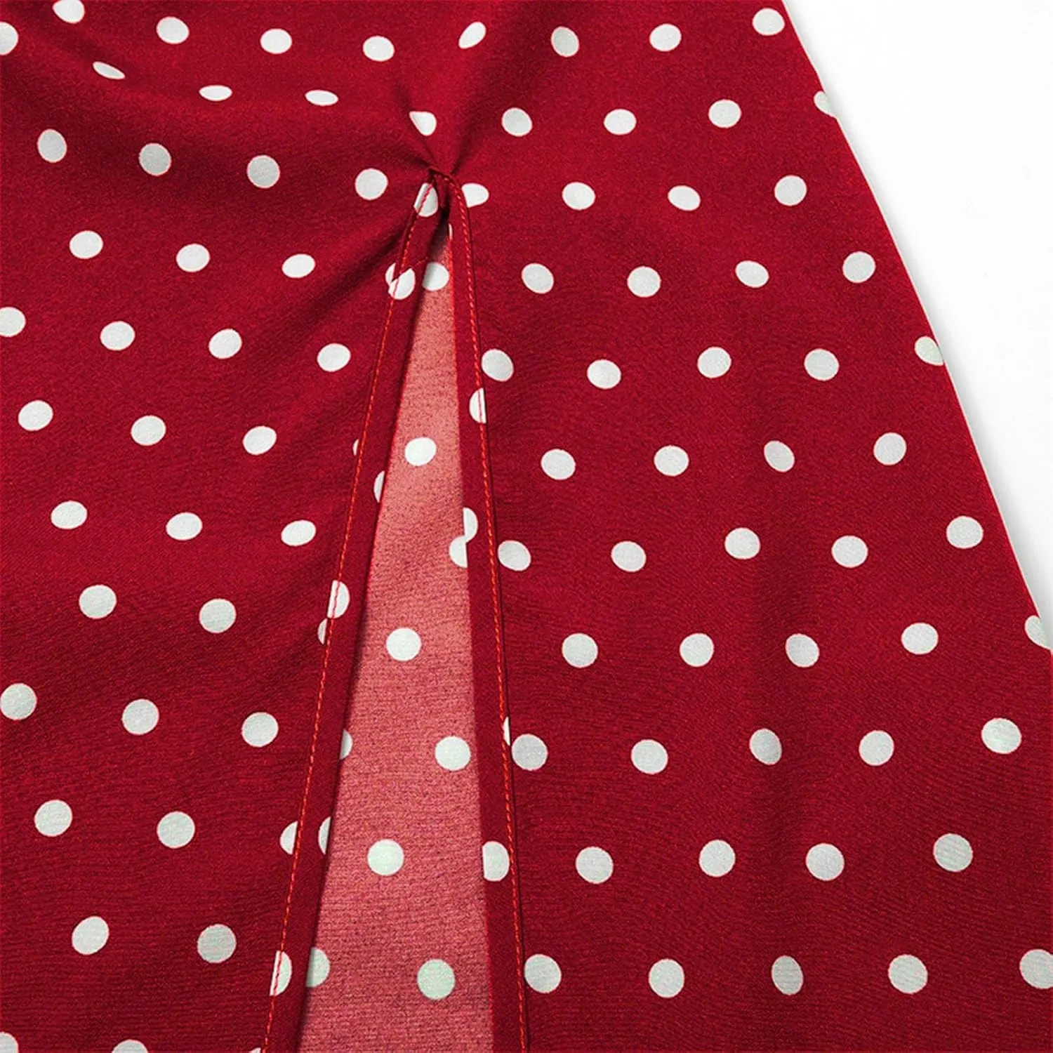 Spaghetti Strap Dresses for Women 2025 Polka Dot Midi Dress Sleeveless Slit Summer Sundress Beach Vacation Sexy Dress