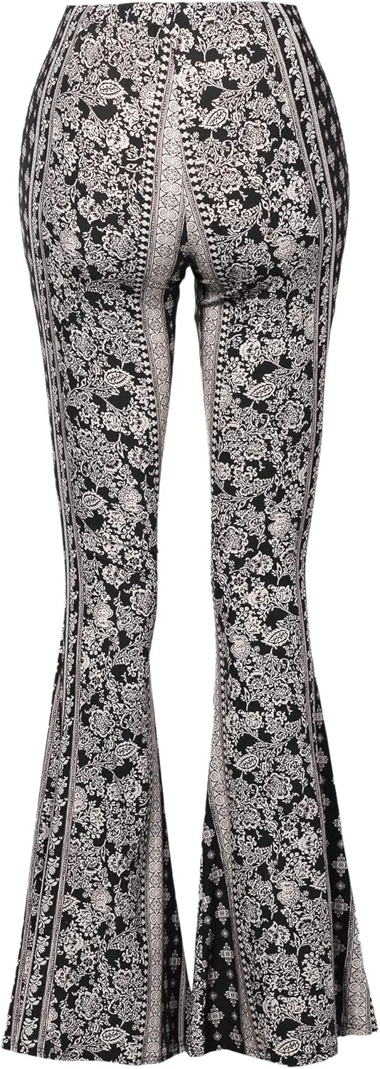 SSOULM Women's Stretchy Wide Leg High Waist Bell Bottom Flare Pants with Plus Size