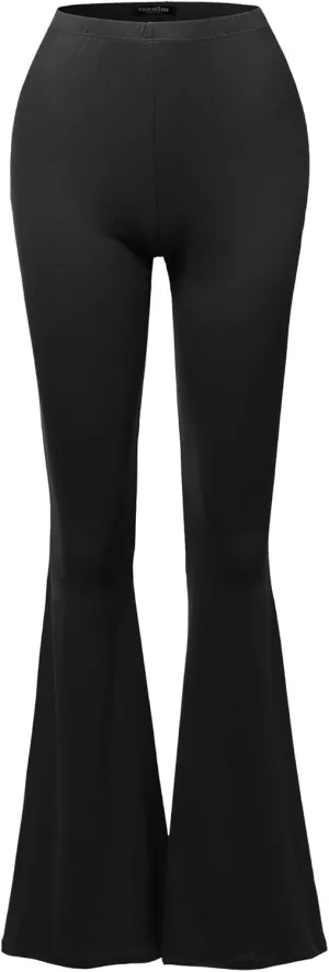 SSOULM Women's Stretchy Wide Leg High Waist Bell Bottom Flare Pants with Plus Size