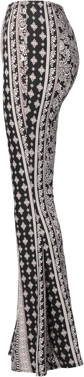 SSOULM Women's Stretchy Wide Leg High Waist Bell Bottom Flare Pants with Plus Size