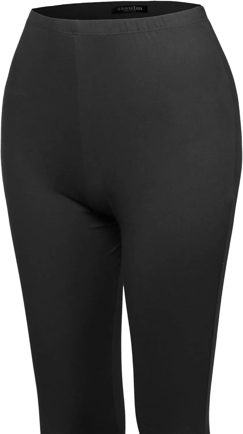 SSOULM Women's Stretchy Wide Leg High Waist Bell Bottom Flare Pants with Plus Size