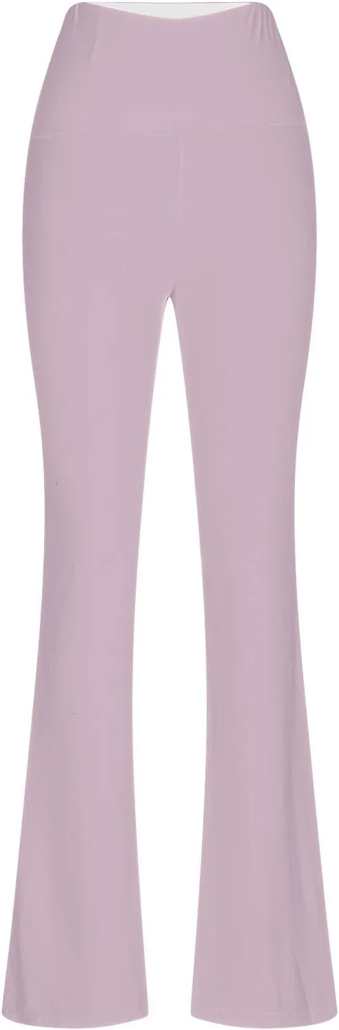 Stretch High Waist Leggings for Women Regular Fitted Solid Flared Pants Active Workout Yoga Pants Seamless Trousers