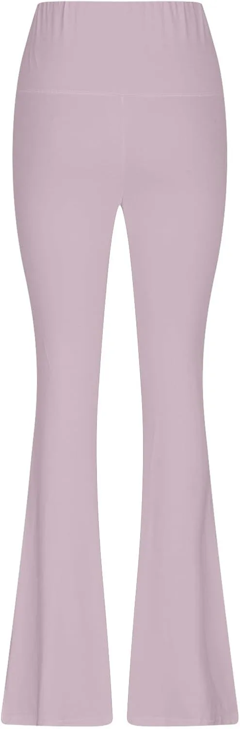 Stretch High Waist Leggings for Women Regular Fitted Solid Flared Pants Active Workout Yoga Pants Seamless Trousers