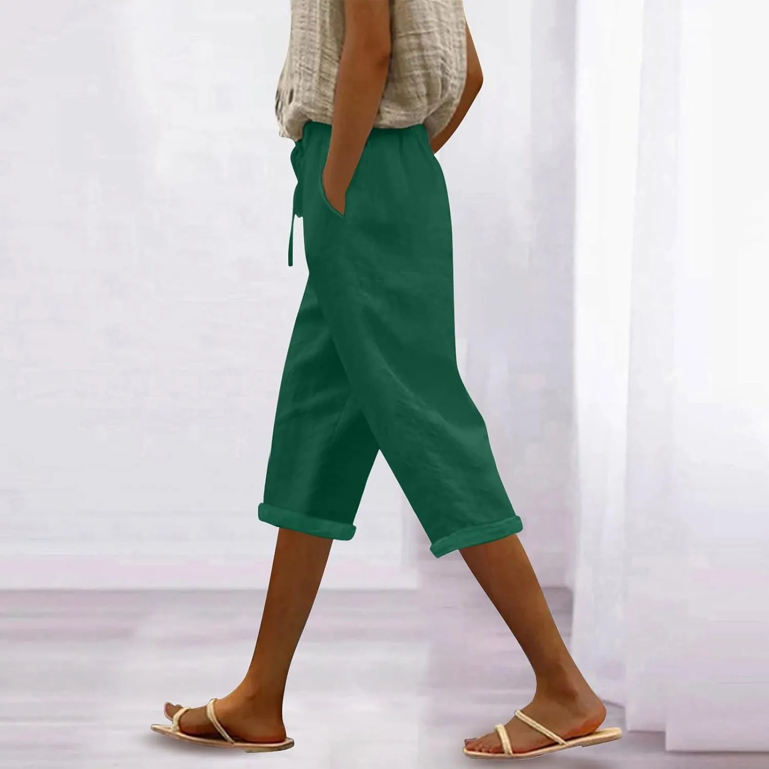 Summer High Waisted Cotton Linen Palazzo Pants Wide Leg 2024 Lounge Pant Trousers Plus Size Palazzo Pants for Women