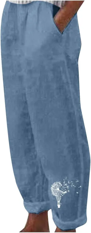 Summer Pants for Women Linen Blend Lightweight Ankle Pants High Waist Trendy Beach Vacation Trousers 2025