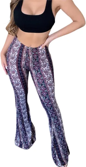 Summer Women Sexy High Waist Full Length Pants Trousers Flared Wide Pants Legs Bell Bottom Boho Palazzo Long Pants