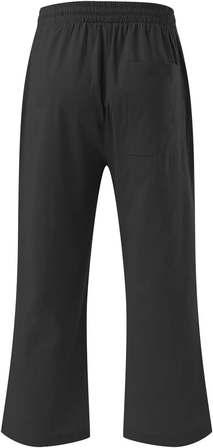 TARIENDY Capri Pants for Women Summer Casual Lounge Pants Wide Leg Pants Elastic Drawstring Cropped Trousers with Pockets
