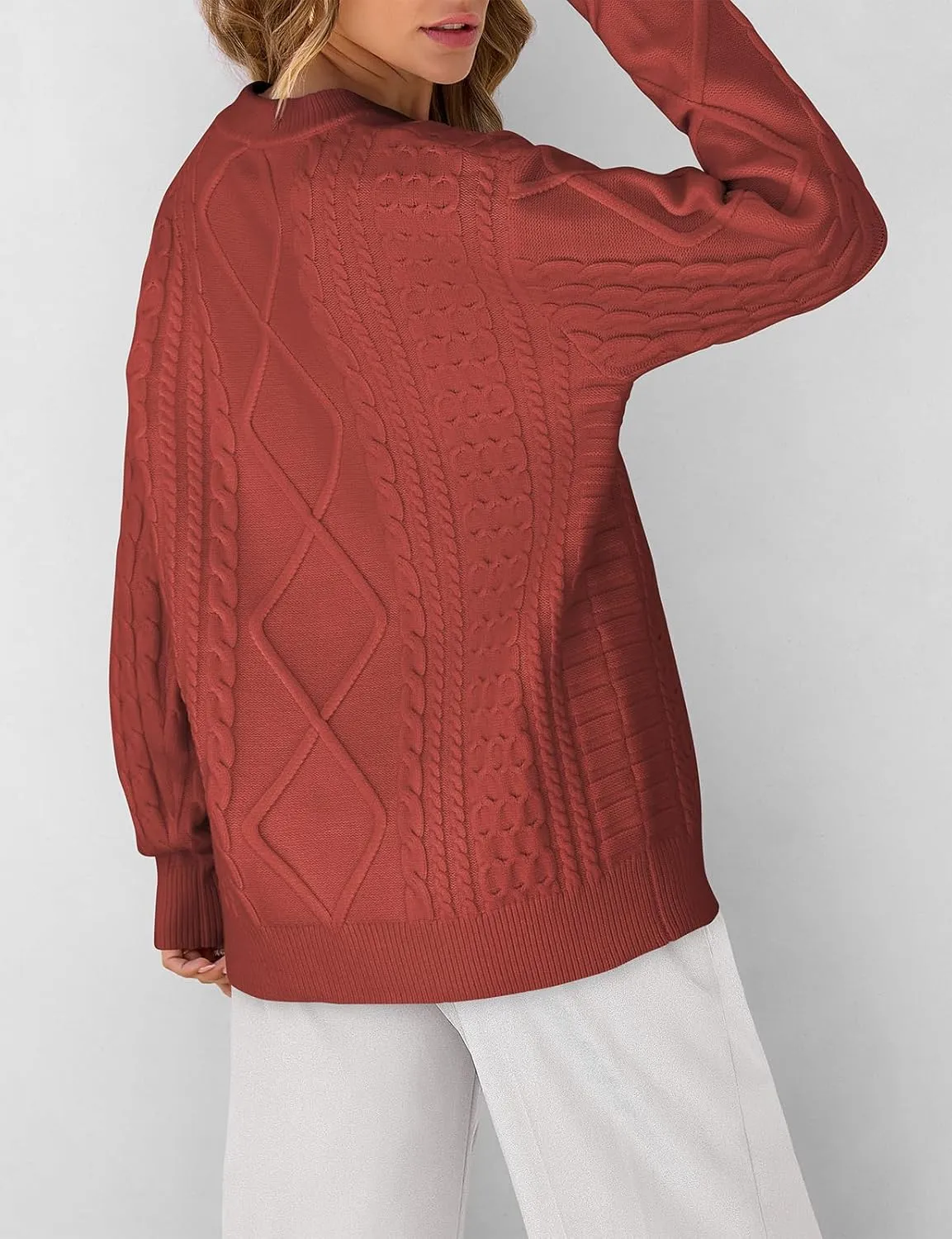 TARSE Womens Oversized Sweater Cable Knit Unisex Vintage Chunky Pullover Sweater Baggy Loose Fall Winter