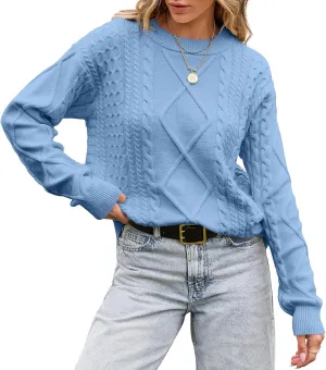 TARSE Womens Oversized Sweater Cable Knit Unisex Vintage Chunky Pullover Sweater Baggy Loose Fall Winter