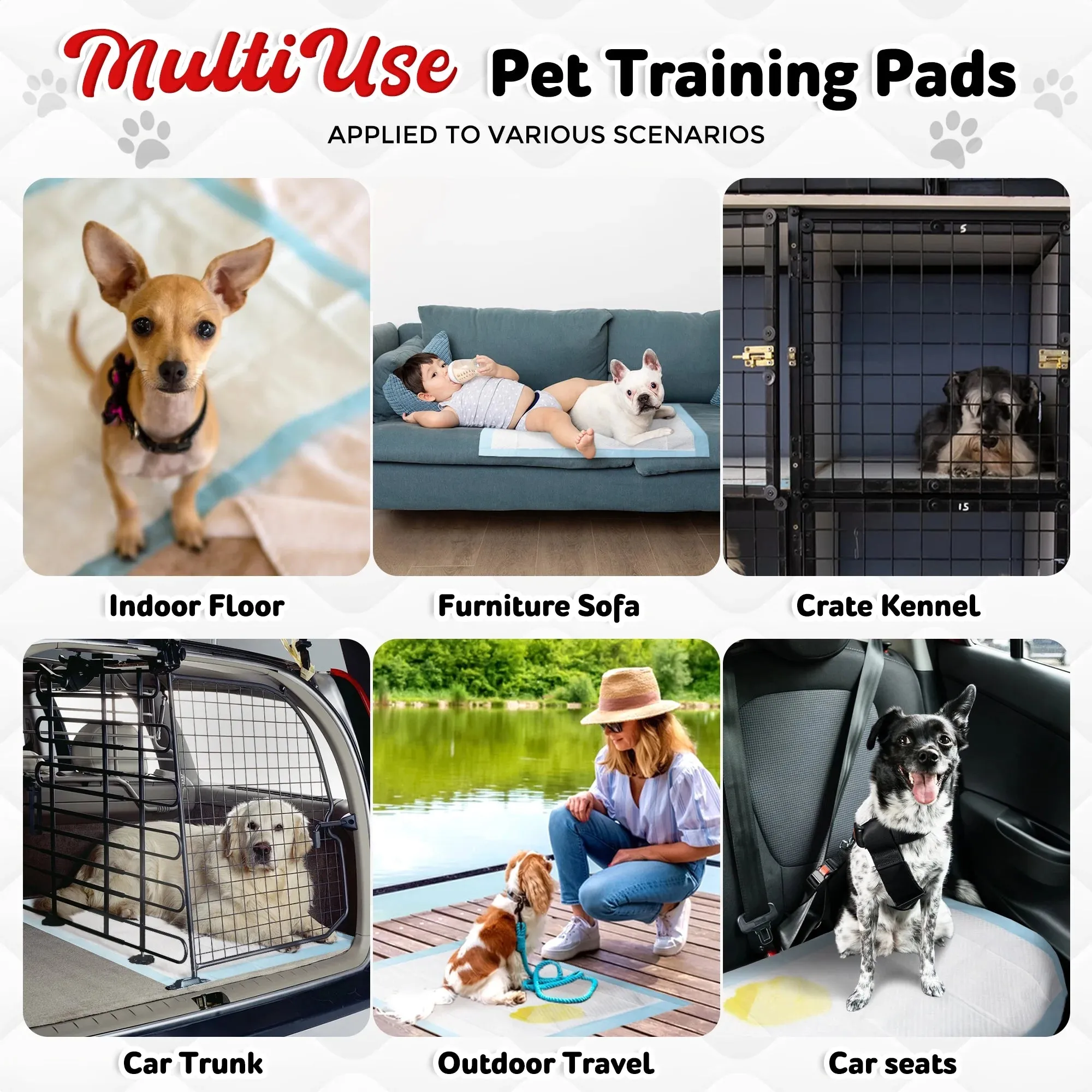 Tolobeve Puppy Pads Training Pads, Large, 22 in x 22 in, 100 Count Disposable Dog Pee Pet Pads