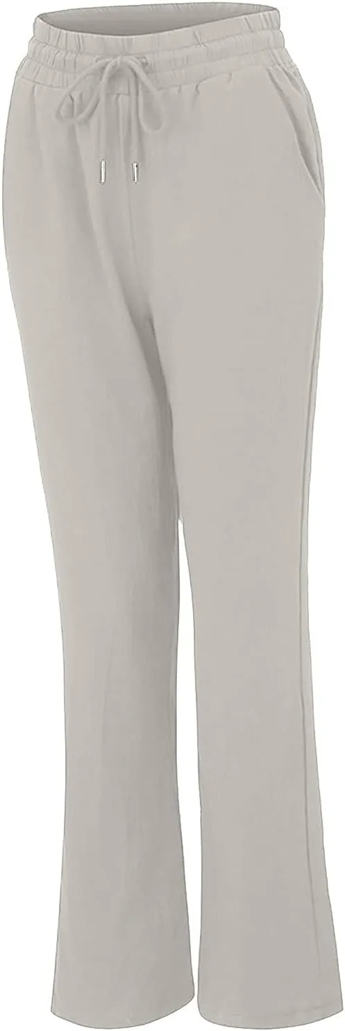 tuduoms Linen Palazzo Pants for Women Summer Business Casual Dressy Comfy Loose Trousers High Waist Lounge Yoga Joggers