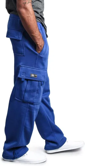 Vickyleb Cargo Pants for Men Black, Men's Fleece Running Sweatpants Athletic Warm Slim Fit Baggy Stretch Pant