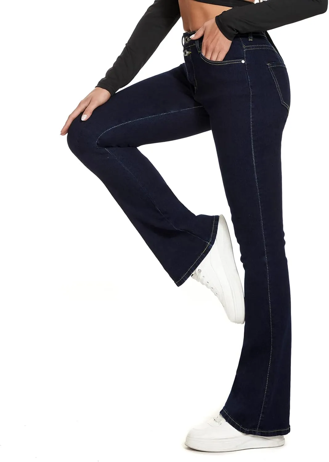 VIPONES Bell Bottom Jeans for Women Stretchy High Waisted Flare Curvy Denim Pants