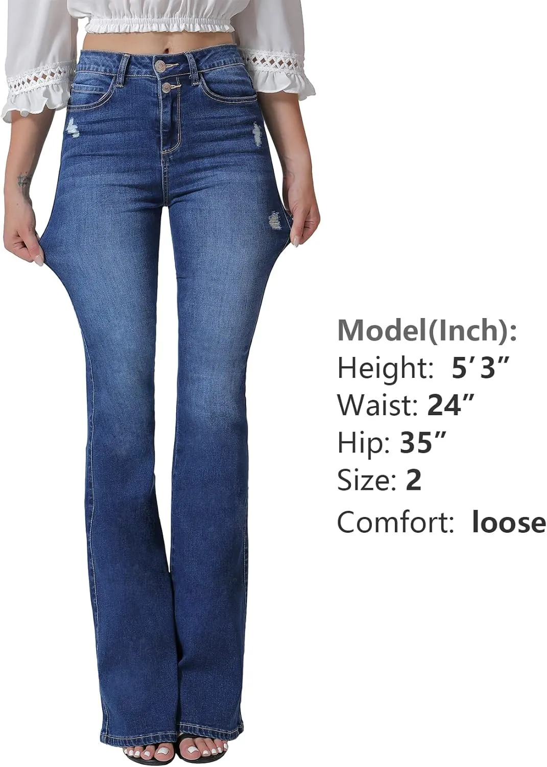 VIPONES Bell Bottom Jeans for Women Stretchy High Waisted Flare Curvy Denim Pants