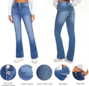 VIPONES Bell Bottom Jeans for Women Stretchy High Waisted Flare Curvy Denim Pants