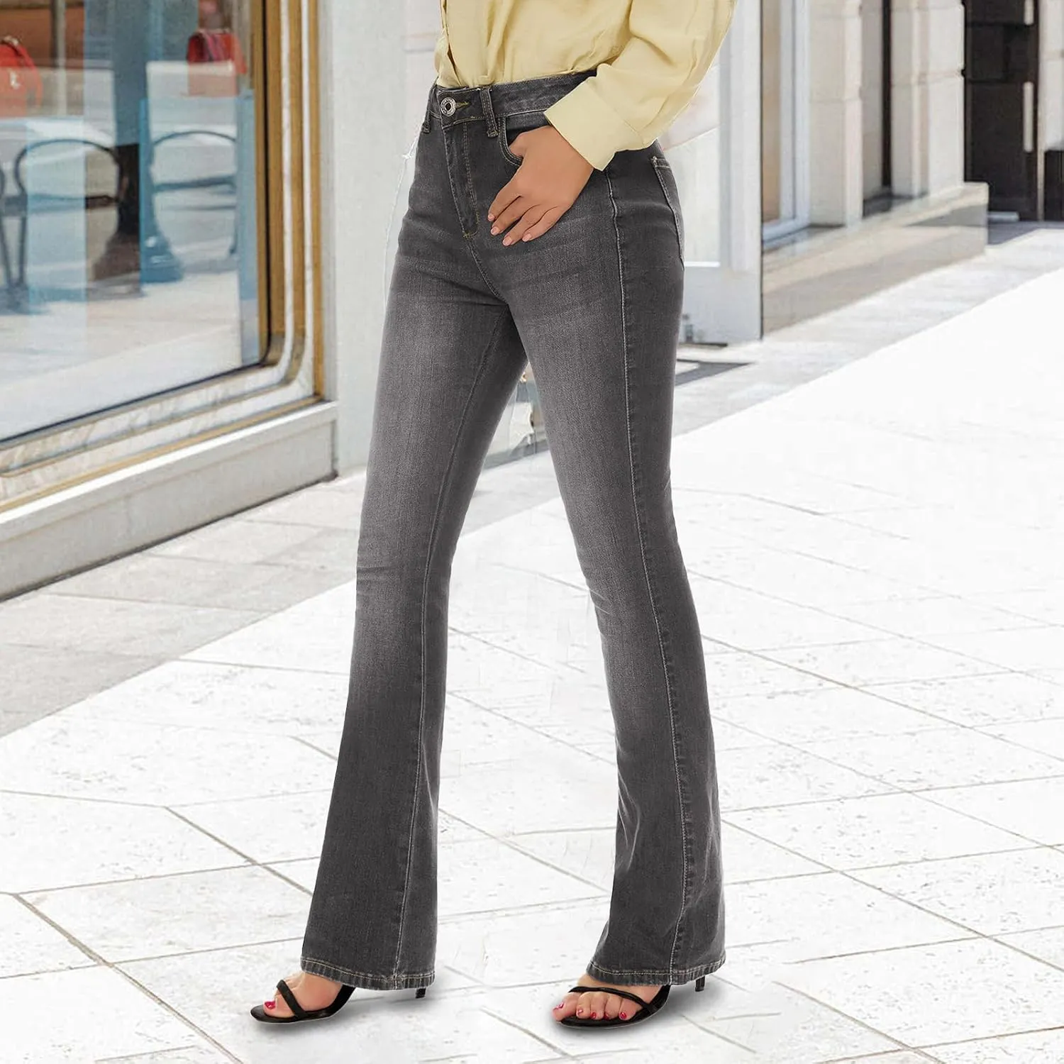 VIPONES Bell Bottom Jeans for Women Stretchy High Waisted Flare Curvy Denim Pants