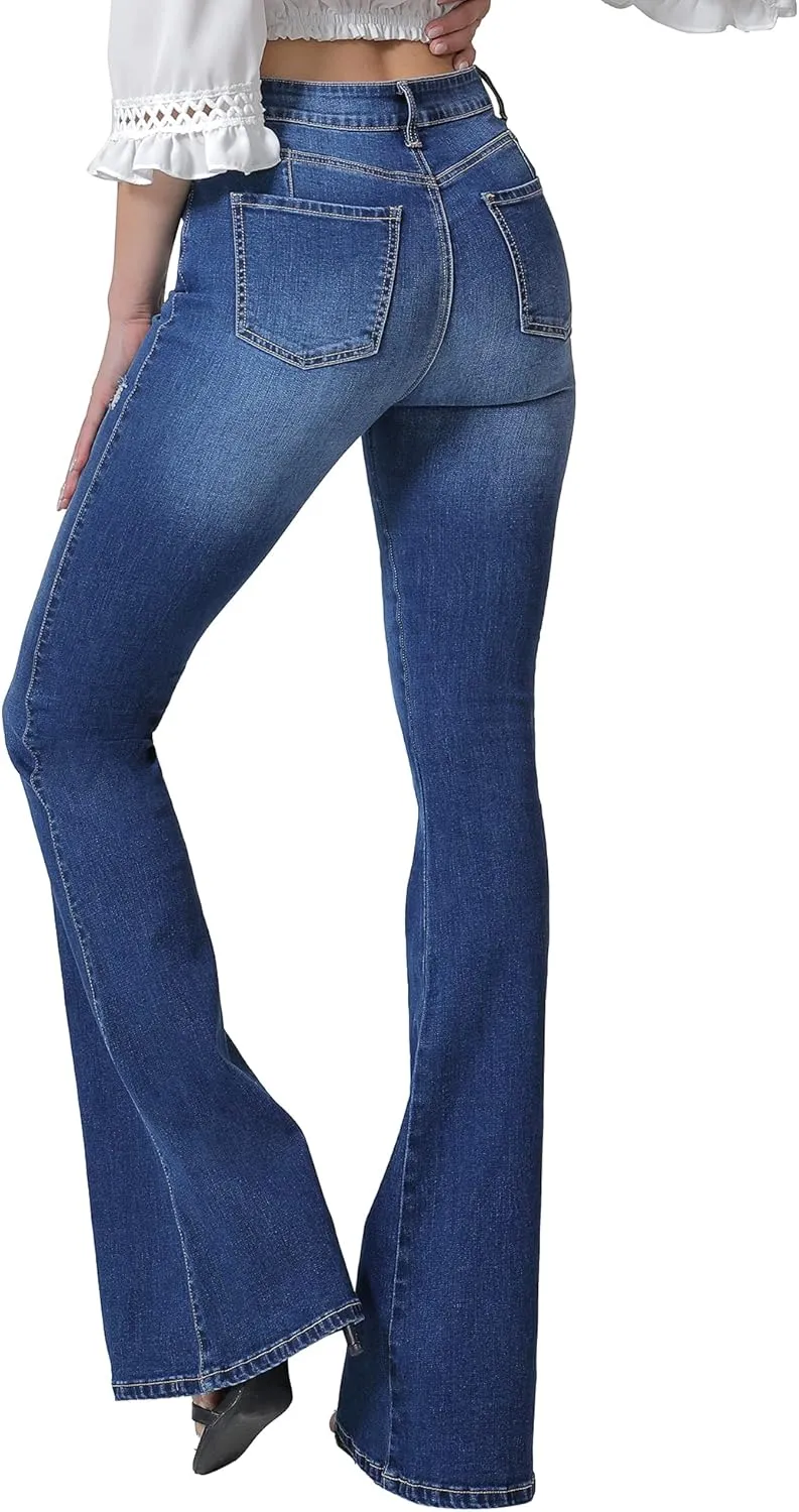 VIPONES Bell Bottom Jeans for Women Stretchy High Waisted Flare Curvy Denim Pants