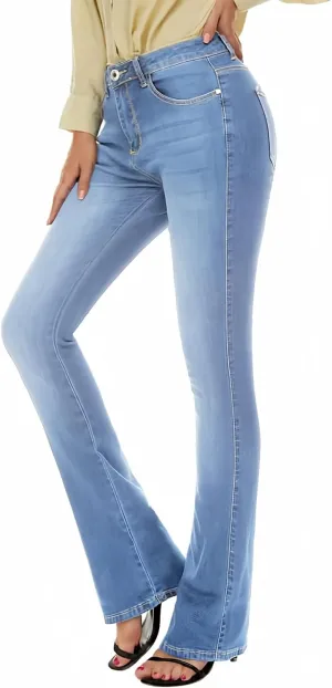 VIPONES Bell Bottom Jeans for Women Stretchy High Waisted Flare Curvy Denim Pants