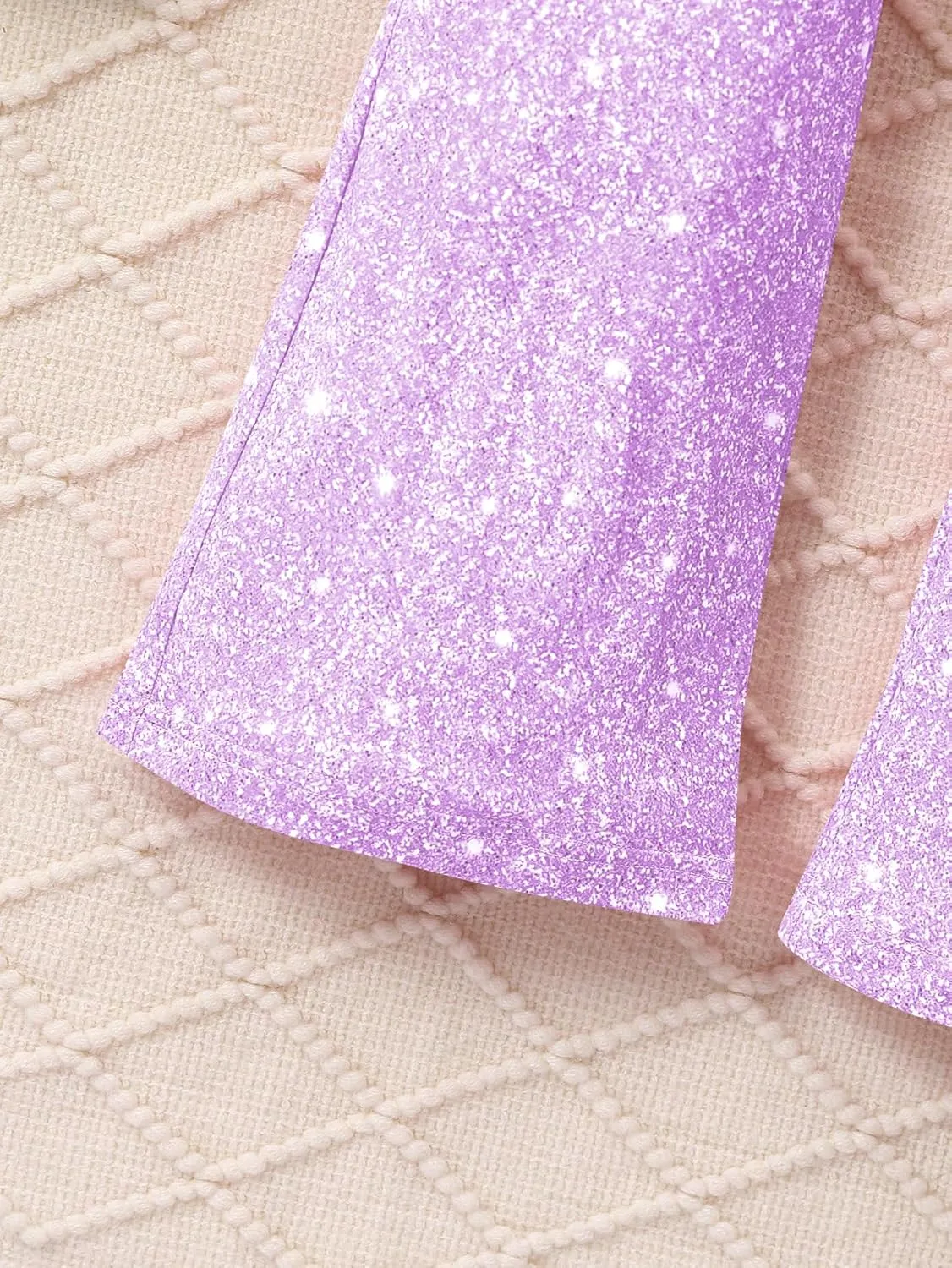 WDIRARA Girl's Glitter Elastic Waist Flare Bell Bottom Party Stretch Pants