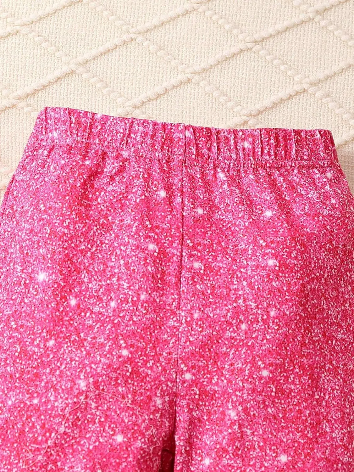 WDIRARA Girl's Glitter Elastic Waist Flare Bell Bottom Party Stretch Pants