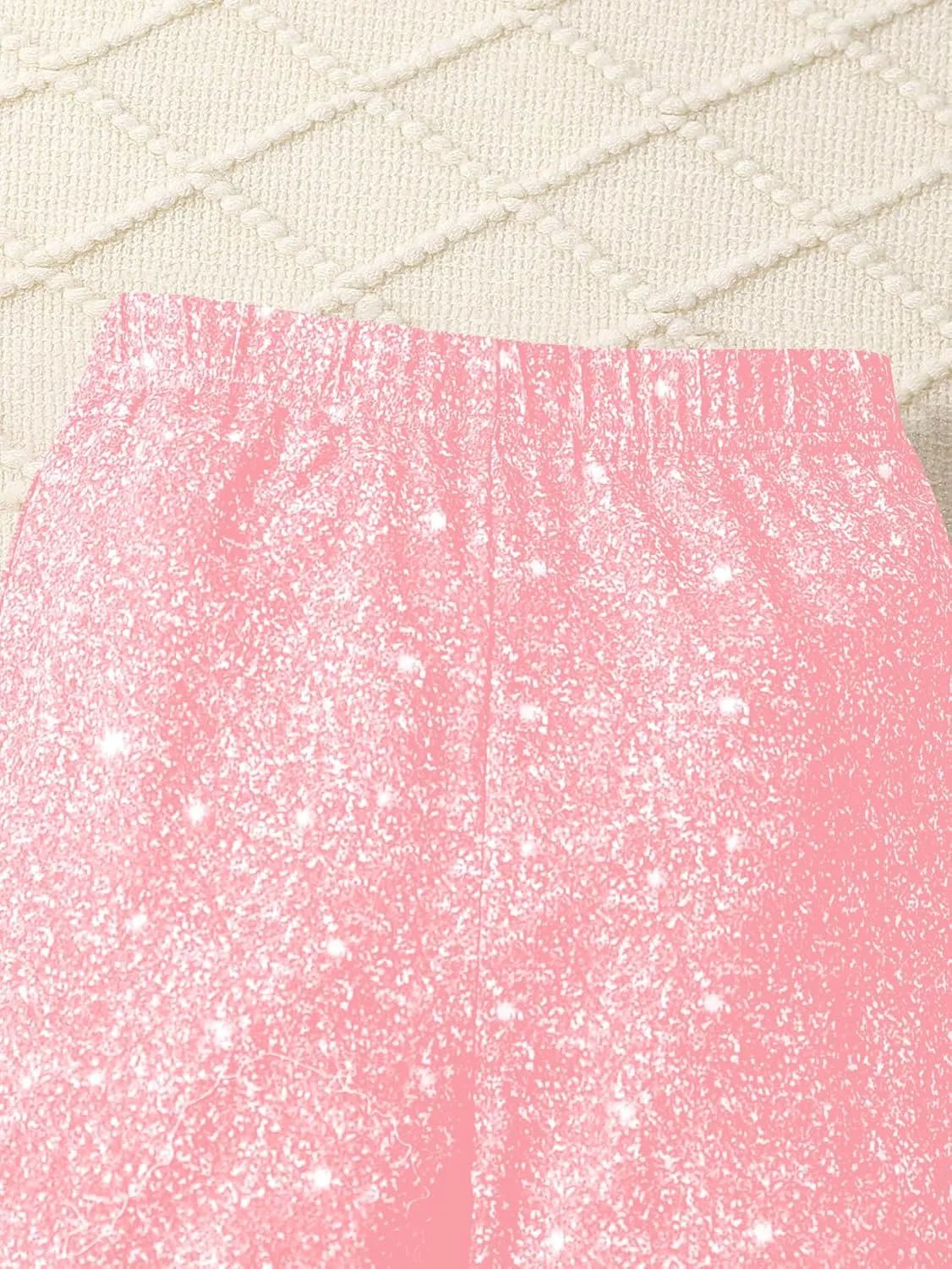 WDIRARA Girl's Glitter Elastic Waist Flare Bell Bottom Party Stretch Pants