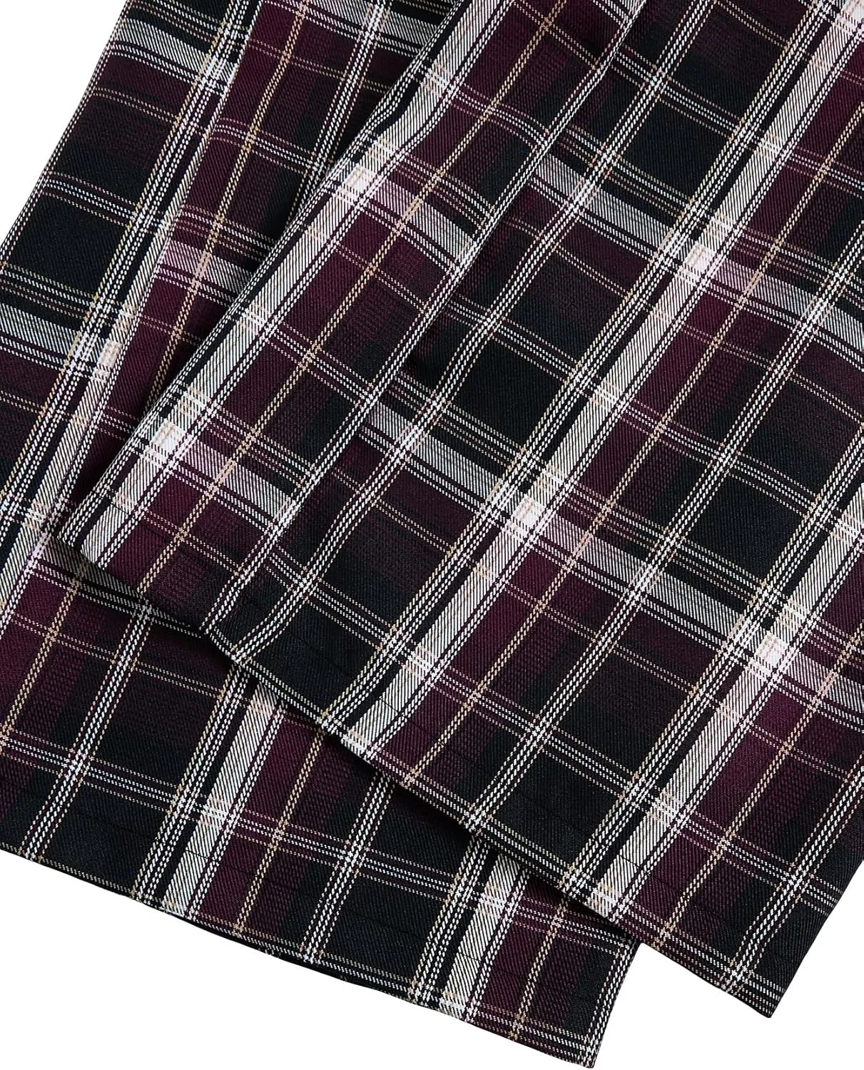 WDIRARA Women's Plaid Wide Leg Pants Casual High Waist Long Pants Trousers