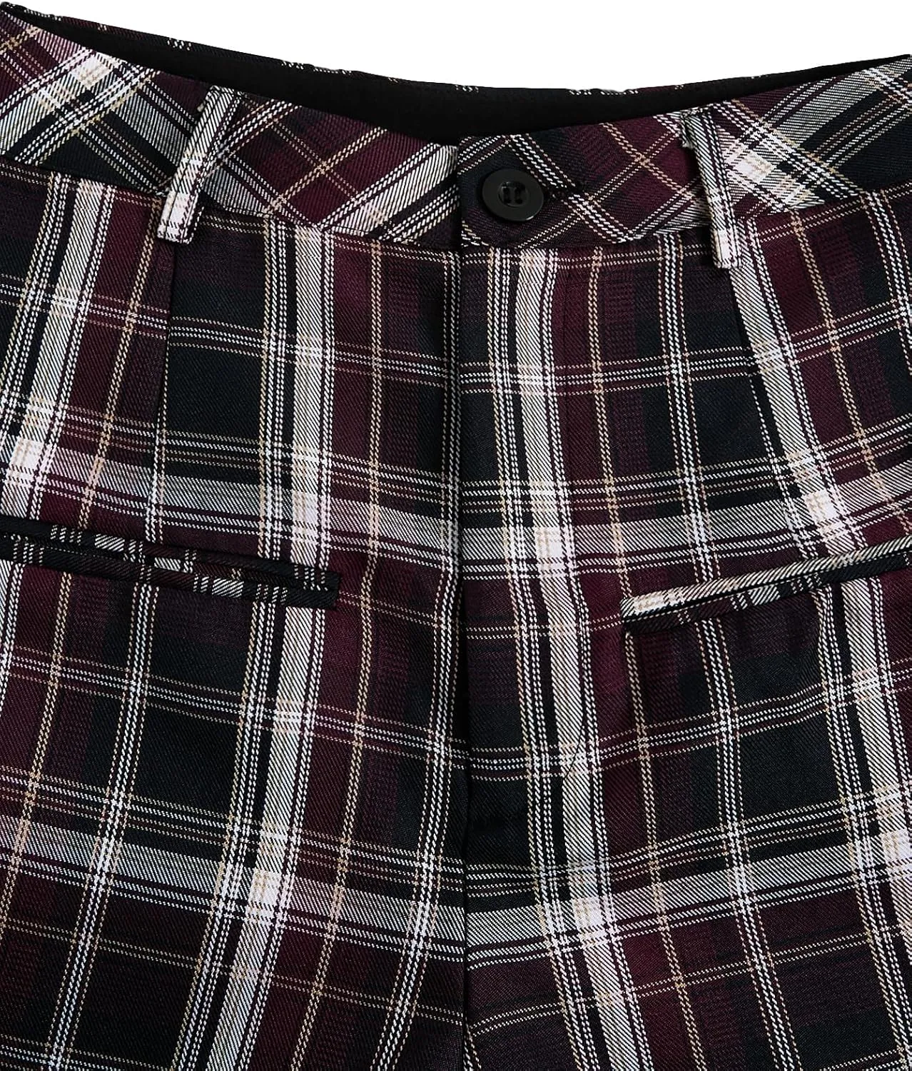 WDIRARA Women's Plaid Wide Leg Pants Casual High Waist Long Pants Trousers
