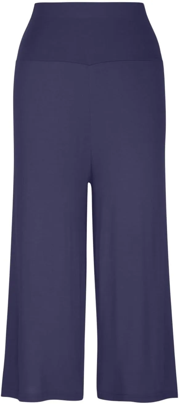 Wide Leg Yoga Capris for Women Casual Loose Soft Cropped Lounge Pant Trousers High Waist Flowy Yoga Pants