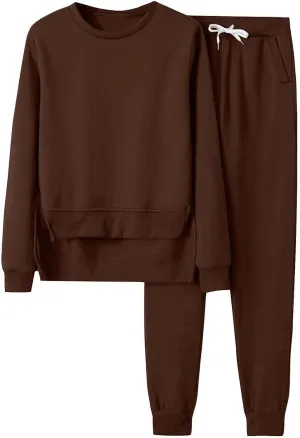 Women 2 Piece Outfits Long Sleeve V Neck Clothes Sweatsuit Hoodie Sweatshirts and Sweatpants Sets