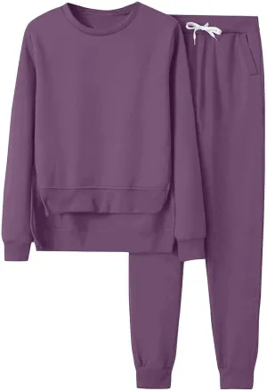 Women 2 Piece Outfits Long Sleeve V Neck Clothes Sweatsuit Hoodie Sweatshirts and Sweatpants Sets