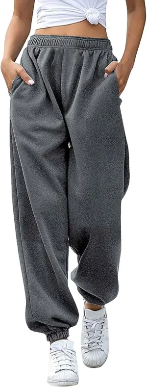 Women Linen Blend Summer Y2K Fashion Pant Trousers Elastic Waist Baggy Stretchy Loose Fit Pant Trousers Office