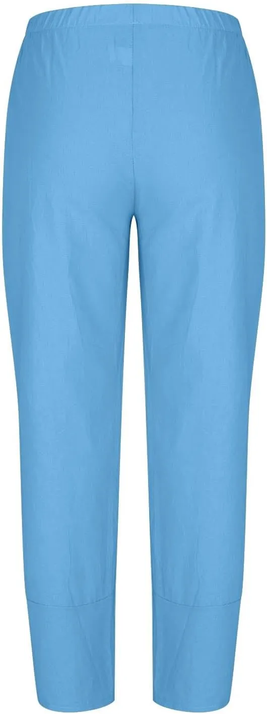 Women Linen Pants 2025 Summer Wide Leg Harem Beach Trousers Casual Loose Fit High Waist Flowy Palazzo with Pockets
