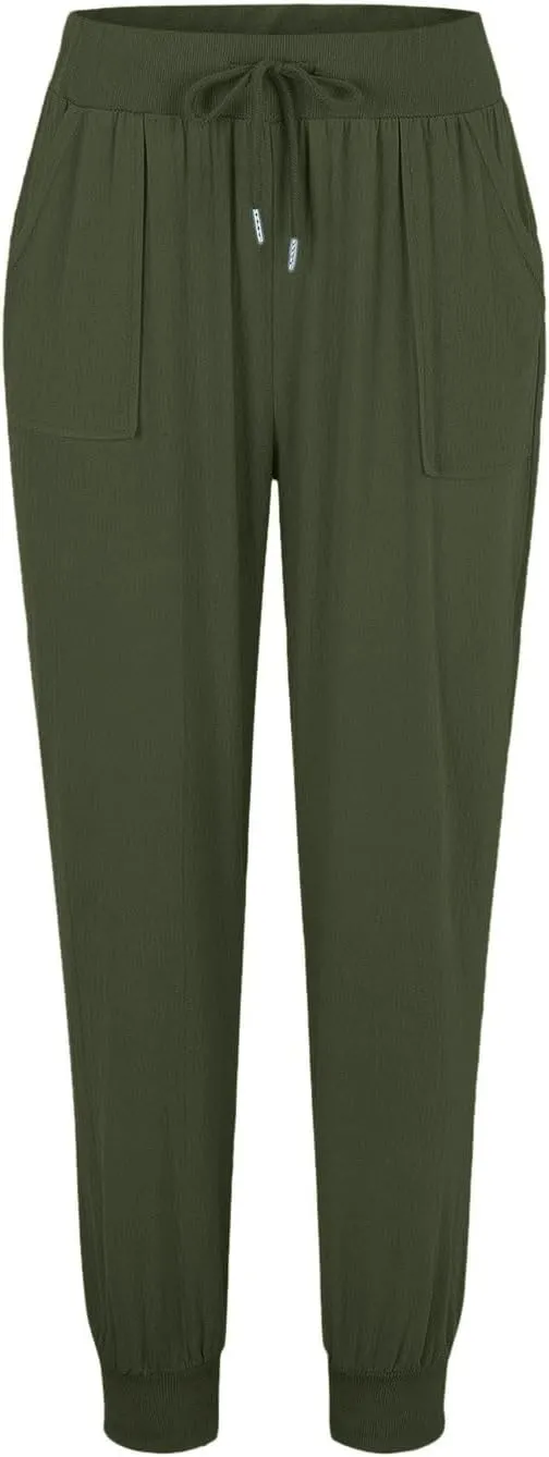Women Linen Summer Letter Patched Palazzo Lounge Pants High Waist Stretchy Slim Fit Trousers Beach