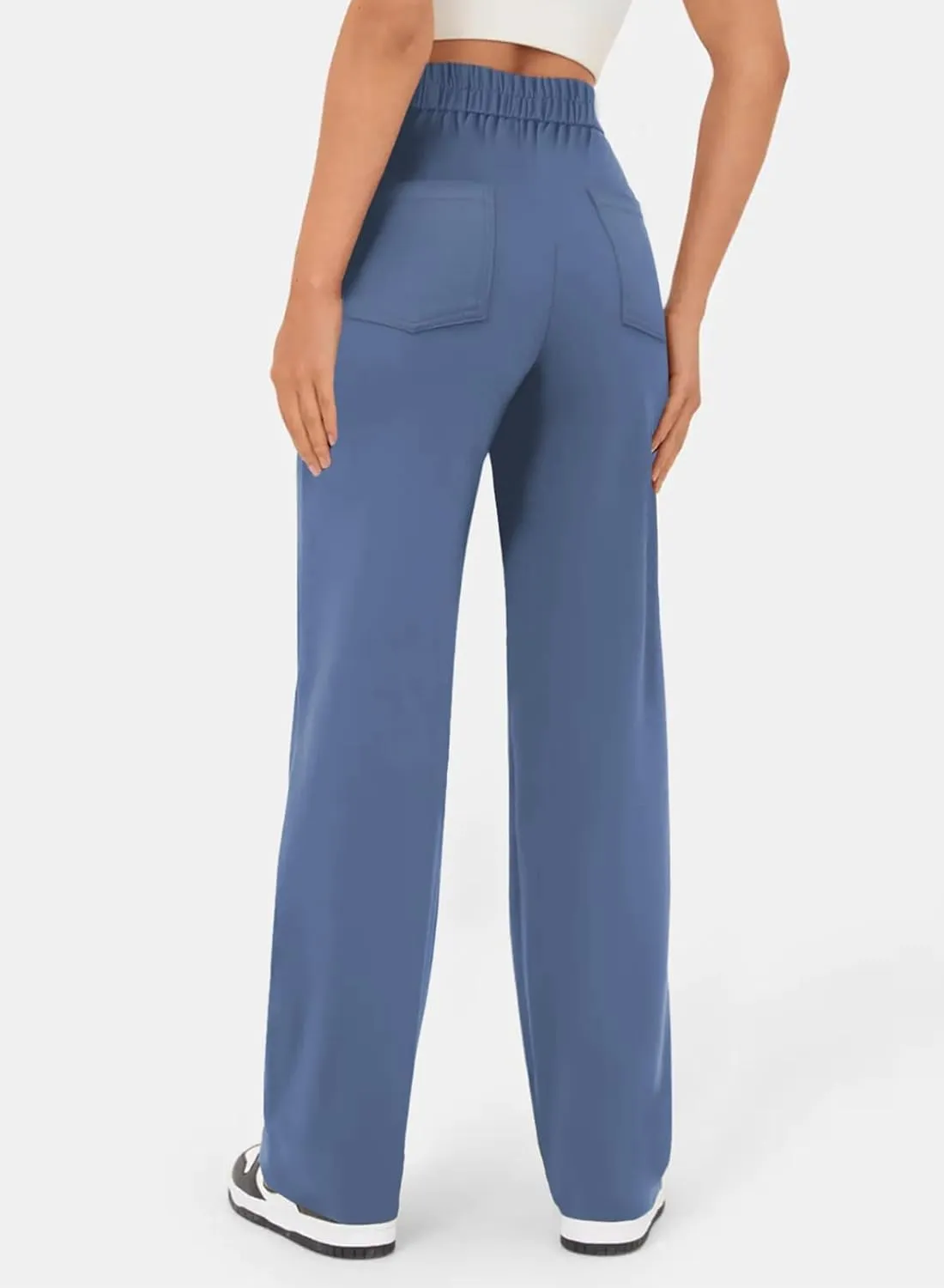 Women Pants 2025 Fashion High Waist Button Down Stretchy Work Pant Trousers Casual Straight Leg Pants with Pockets
