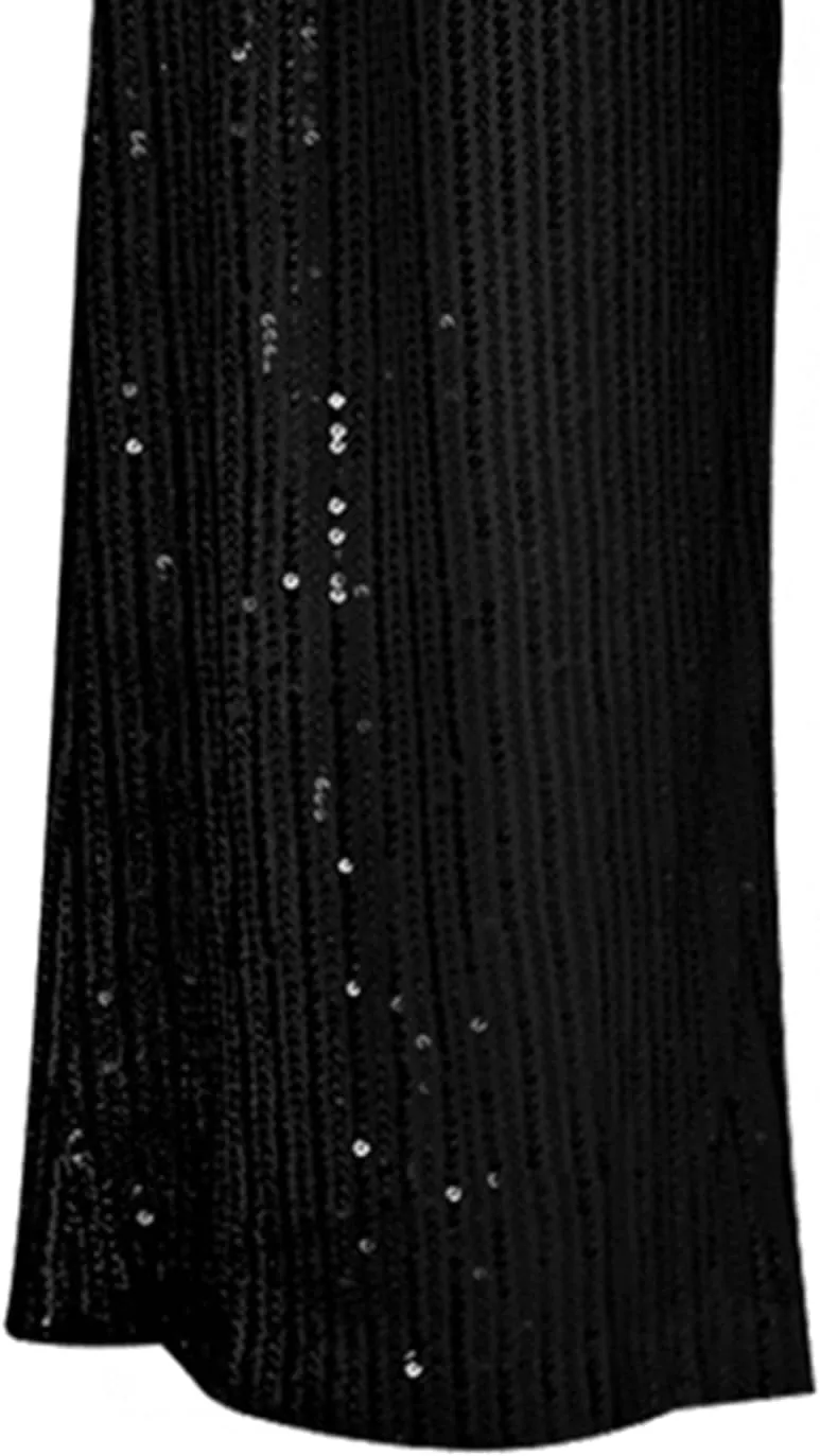 Women Sequins Wide Leg Pants High Waist Sparkle Glitter Trousers Bling Glitter Elastic Loose Flare Bell Bottom Shiny Pants