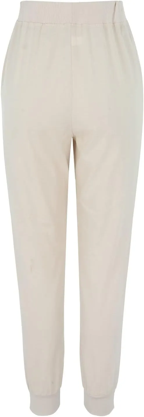 Women Tapered Linen Pants 2024 Summer Cotton Drawstring Elastic Waist Trousers Casual Baggy Comfy Solid Pants with Pockets