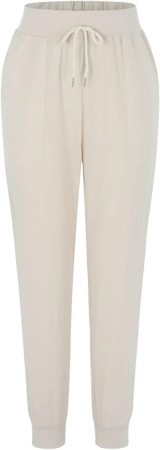 Women Tapered Linen Pants 2024 Summer Cotton Drawstring Elastic Waist Trousers Casual Baggy Comfy Solid Pants with Pockets