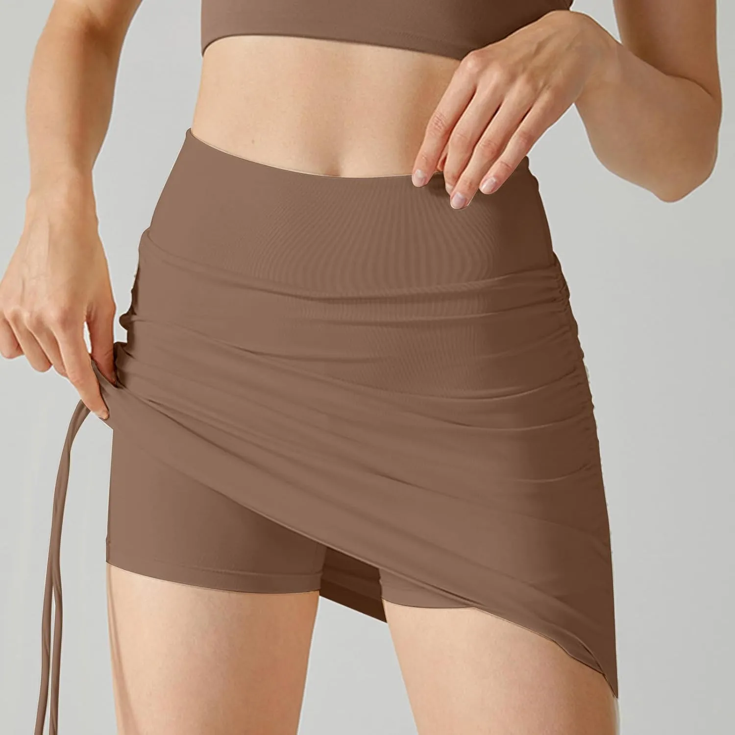 Women Tennis Skirts with Built-in Shorts High Waisted Ruched Bodycon Golf Skort Side Drawstring Athletic Skorts 2025