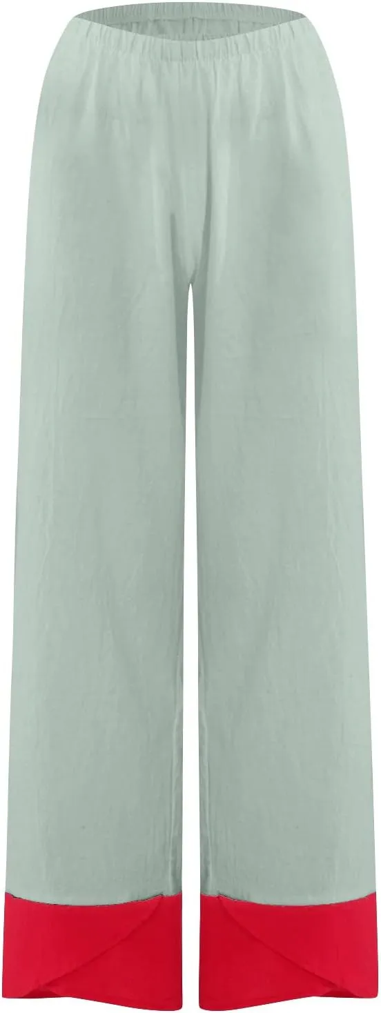 Women's Capri Pants Casual Summer Cotton Linen Cropped Tulip Lounge Trousers Comfy Baggy with Pockets Palazzo