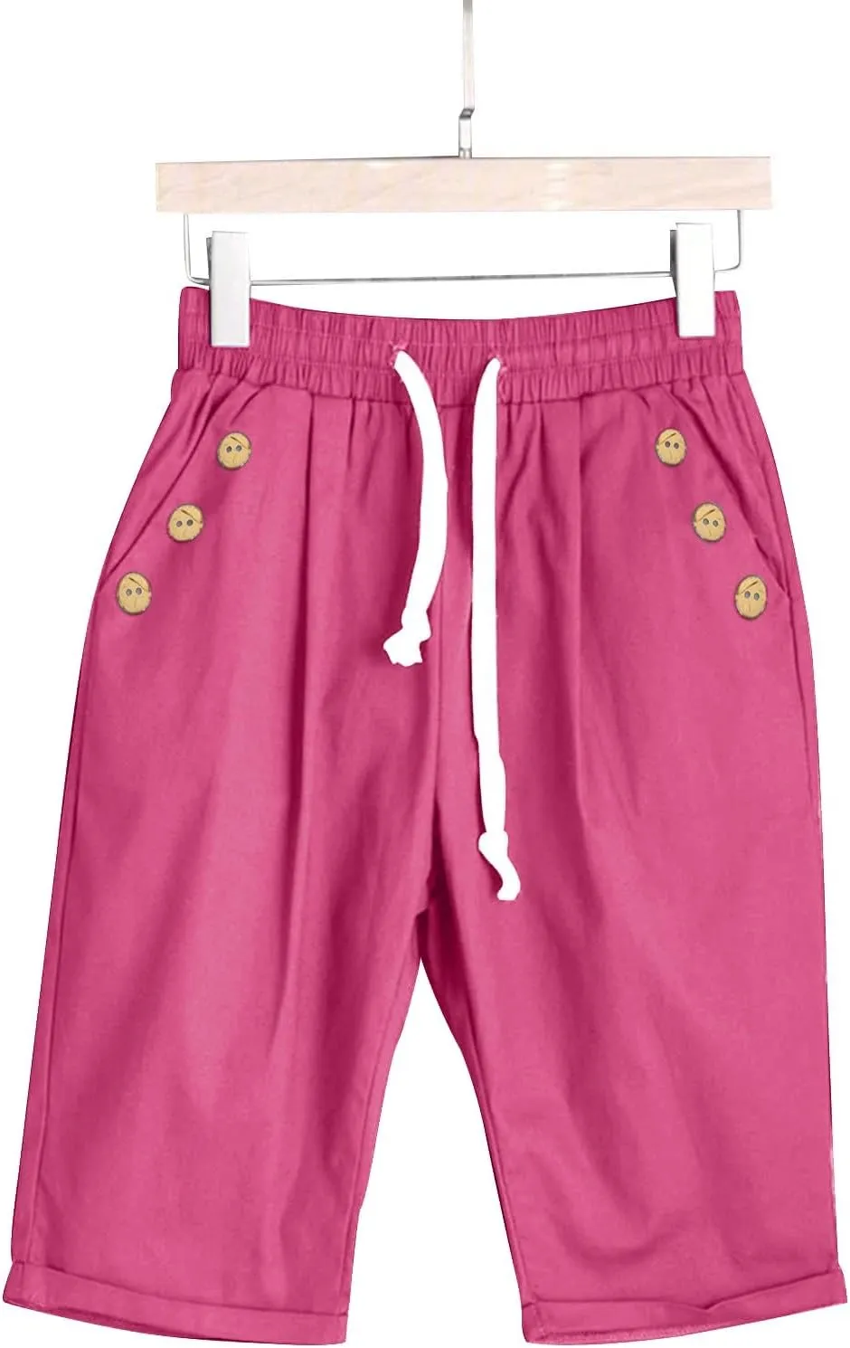 Women's Capri Pants Cotton and Linen Summer Loose Elastic Waist Workout Sweatpants Causal Lounge Pants with Pockets