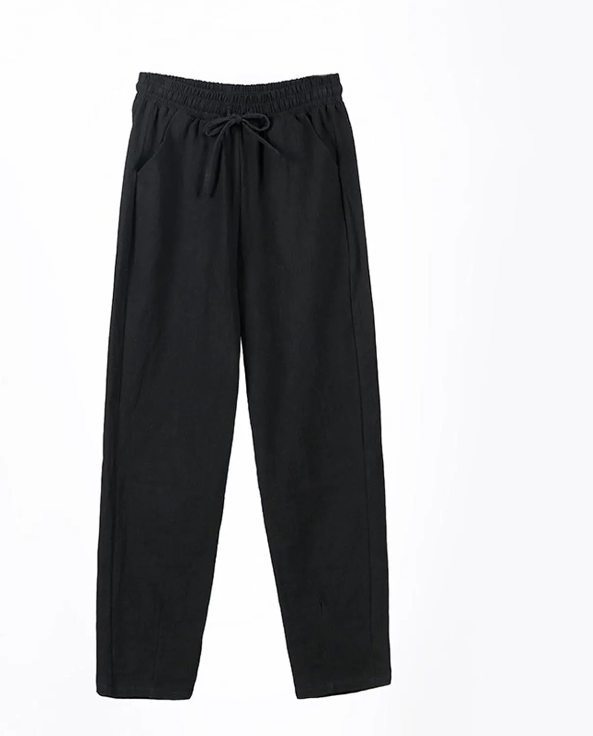 Womens Casual Linen High Waist Pants Drawstring Loose Fit Summer Beach Pants Trousers with Pockets