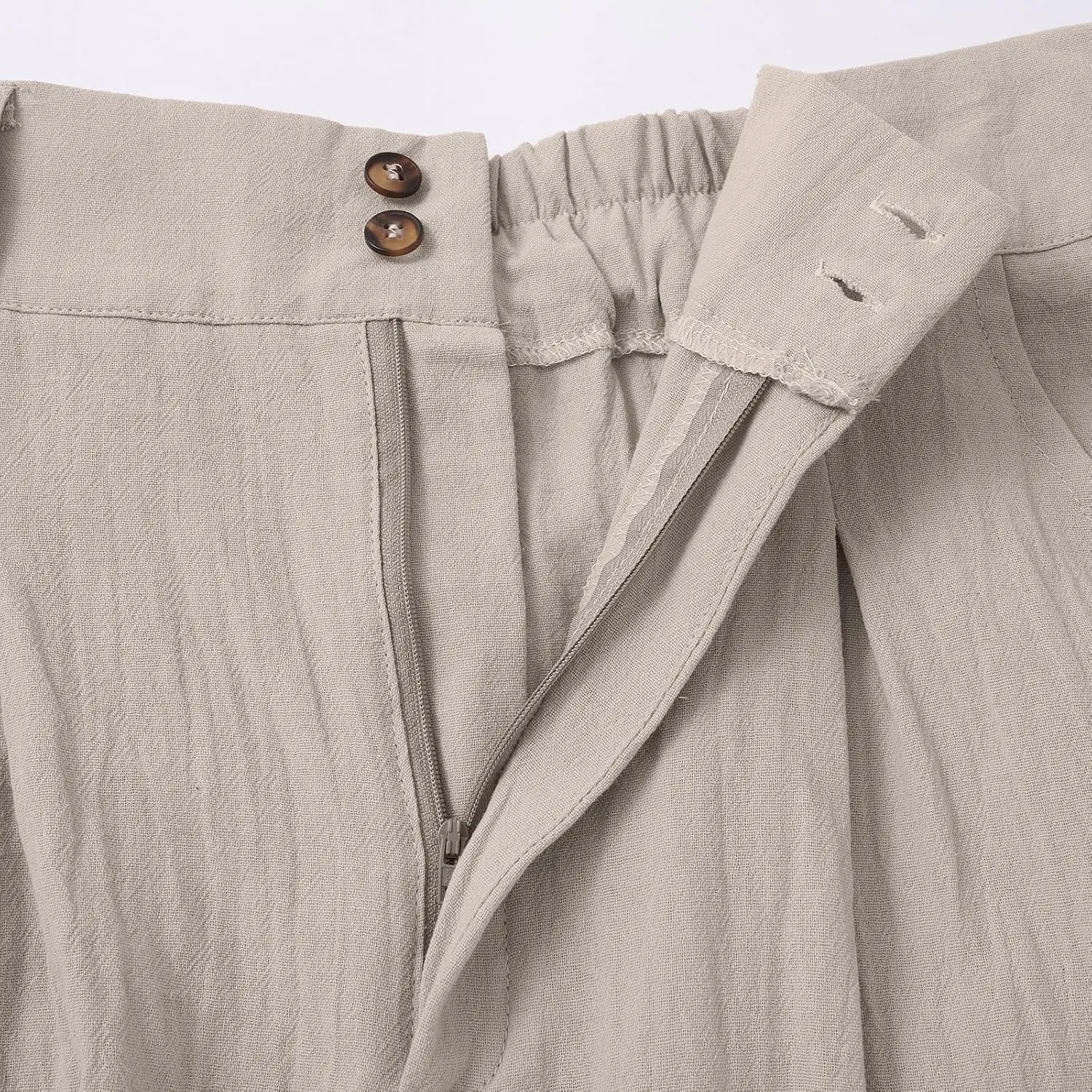 Women's Casual Pants High Waist Front Button Wide Leg Trousers Loose Fit Cool Comfy Summer Palazzo Pants with Pockets