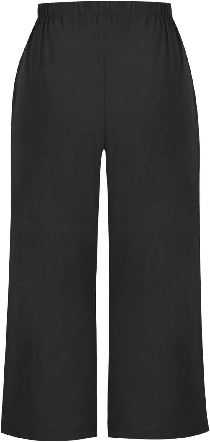 Womens Cotton Linen Pants High Waist Wide Leg Pant Dressy Casual Summer Resort Wear 2024 Loose Lounge Capri Trousers
