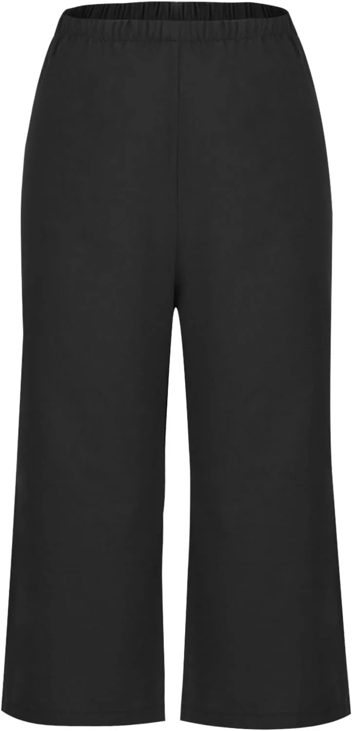 Womens Cotton Linen Pants High Waist Wide Leg Pant Dressy Casual Summer Resort Wear 2024 Loose Lounge Capri Trousers